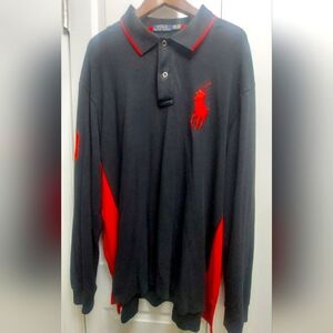 Polo by Ralph Lauren Black and Red Performance Polo Shirt.